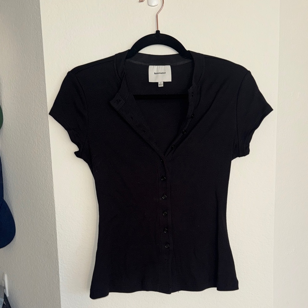 Reformation Black Button-Down Women's Shirt